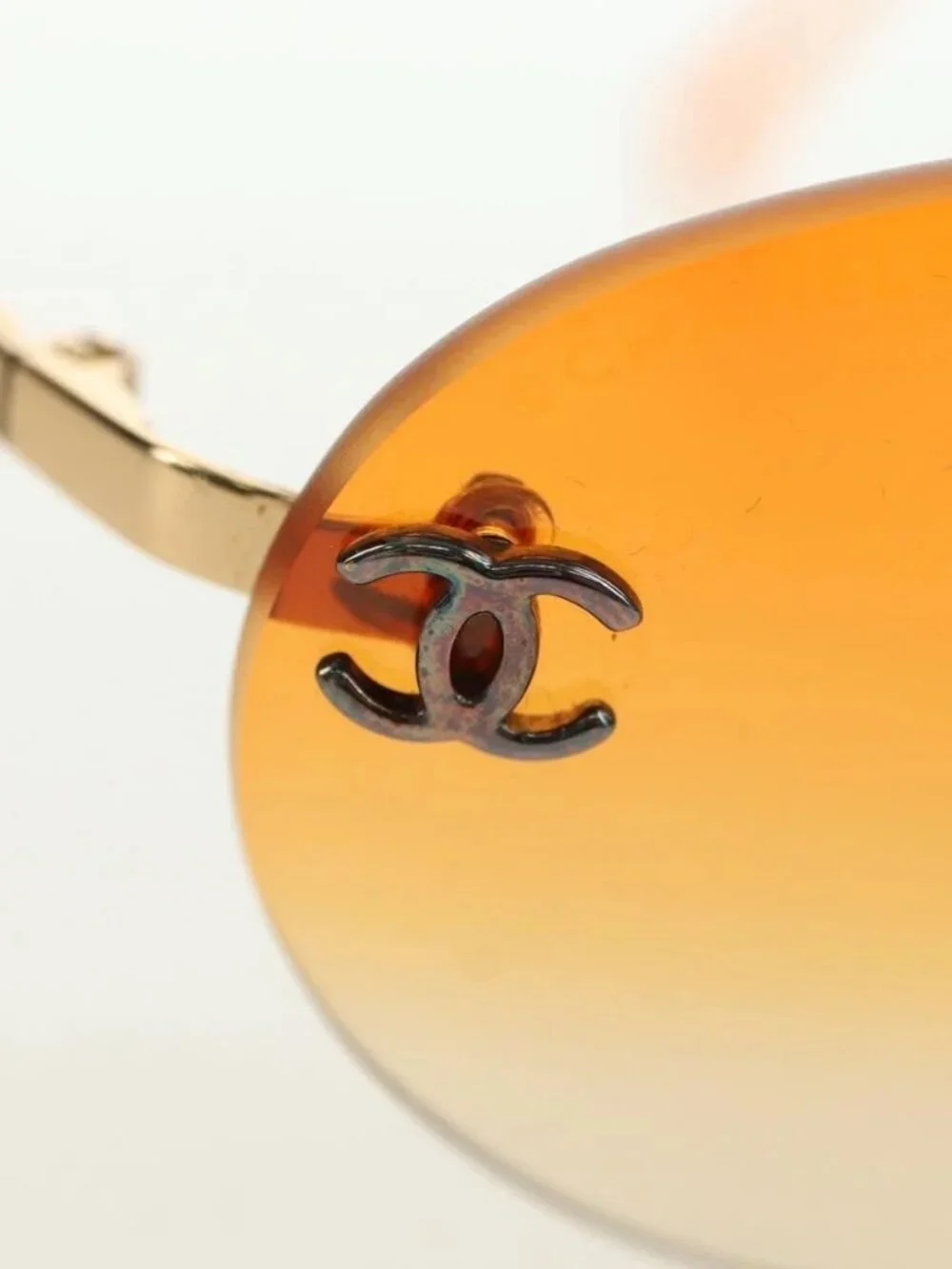 CHANEL Sunglasses metal Orange CC Auth yk20403SAM